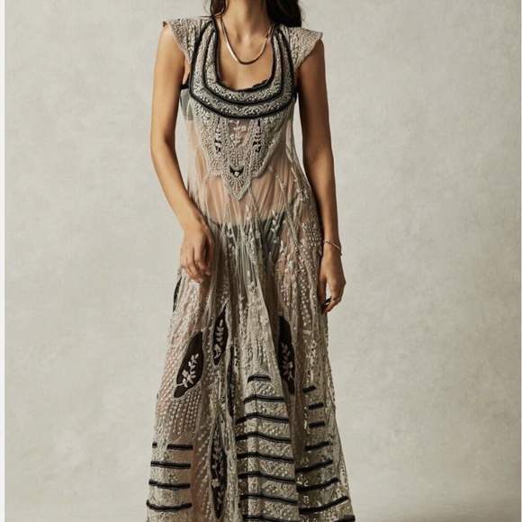 Free People Ethereal Lace Vintage Embroidered Maxi Dress - RARE!   Moved to EBAY - Picture 4 of 8